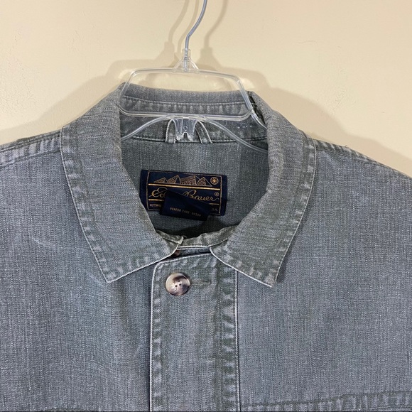 Eddie Bauer Men Green Denim Carpenter Jacket Coat - Picture 6 of 16